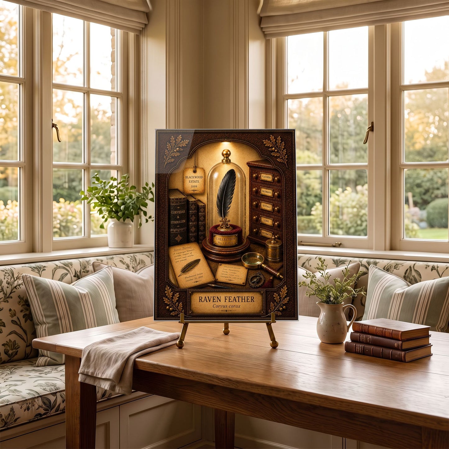 Raven Feather Tempered Glass Art Panel | Museum Inspired Wall Decor | Cabinet of Curiosities | Collector Gift