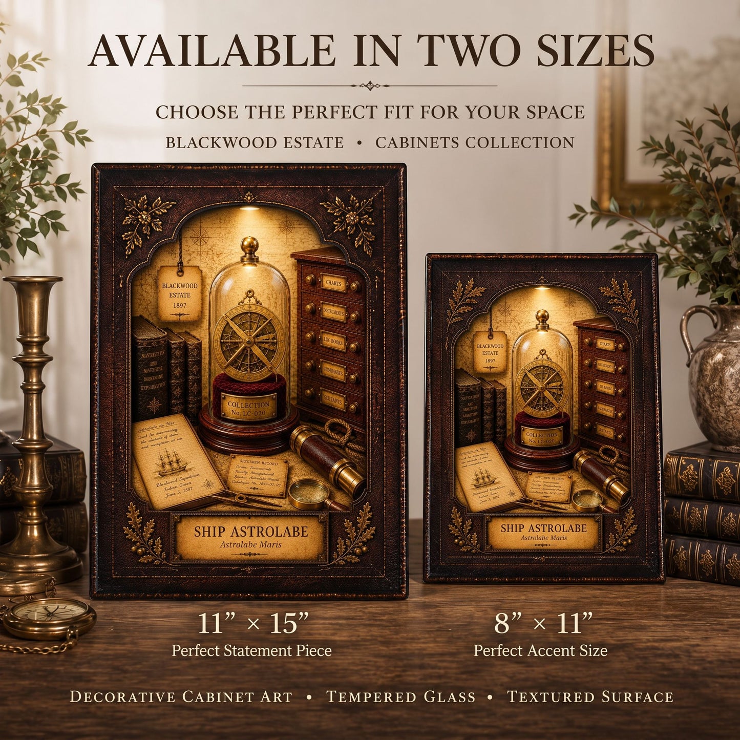 Ship Astrolabe Tempered Glass Art Panel | Museum Inspired Wall Decor | Cabinet of Curiosities | Collector Gift