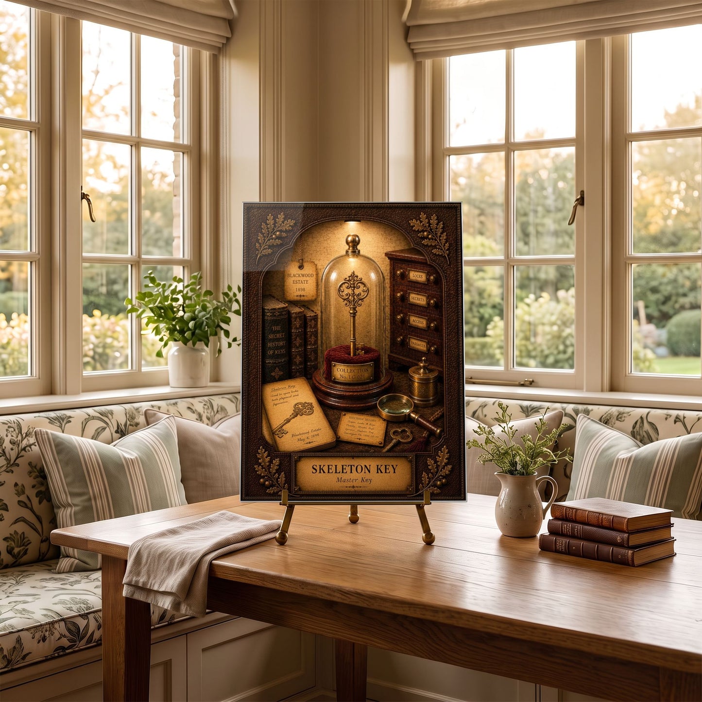 Skeleton Key Tempered Glass Art Panel | Museum Inspired Wall Decor | Cabinet of Curiosities | Collector Gift