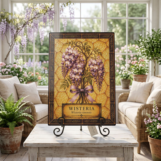 Wisteria Botanical Glass Art Panel  | Tempered Botanical Wall Art | Cottage Kitchen Decor | Botanical Gift | Nature Inspired Home