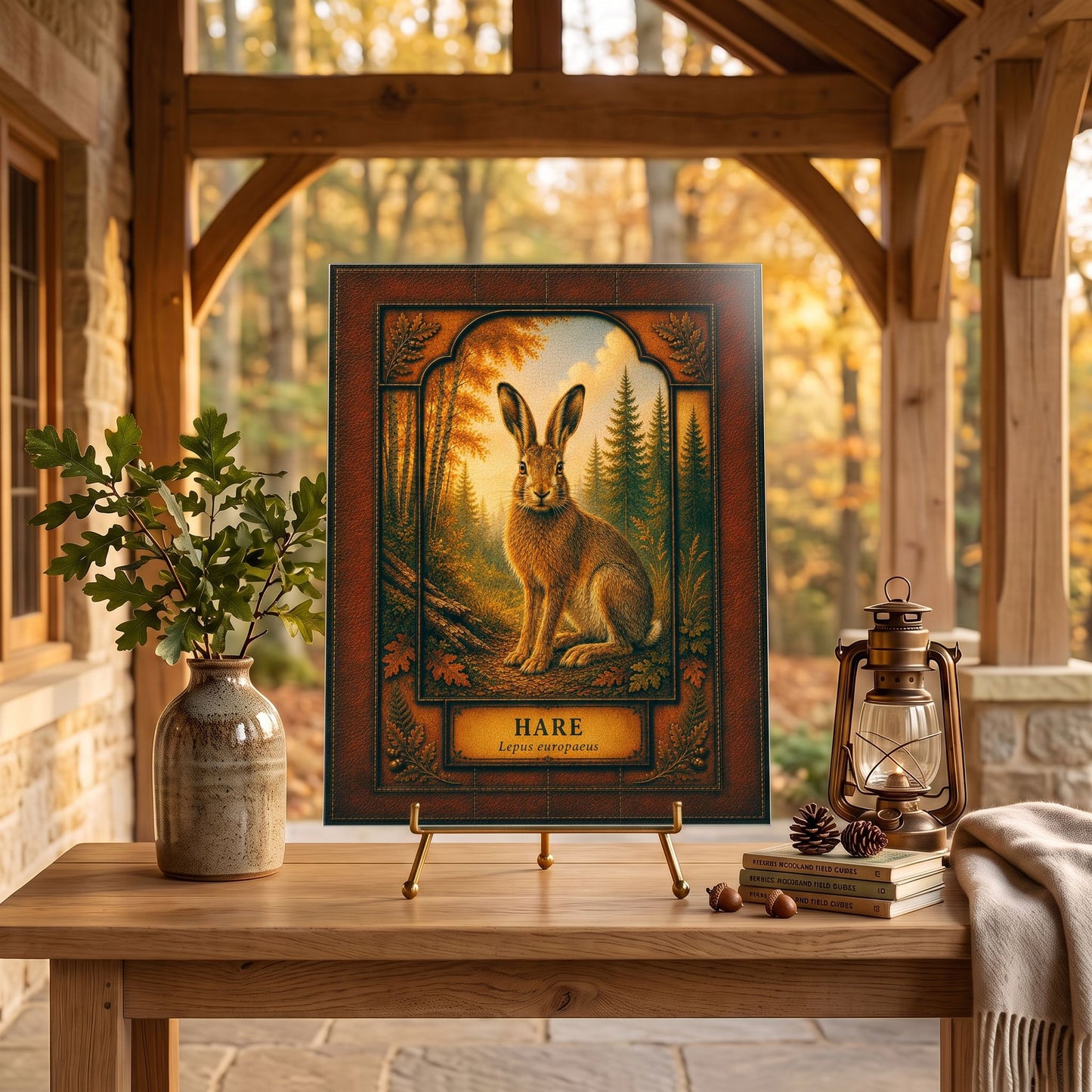 Hare Woodland Tempered Glass Art Panel | Rustic Wildlife Decor | Forest Nature Art | Cabin & Lodge Home Decor | Nature Lover Gift
