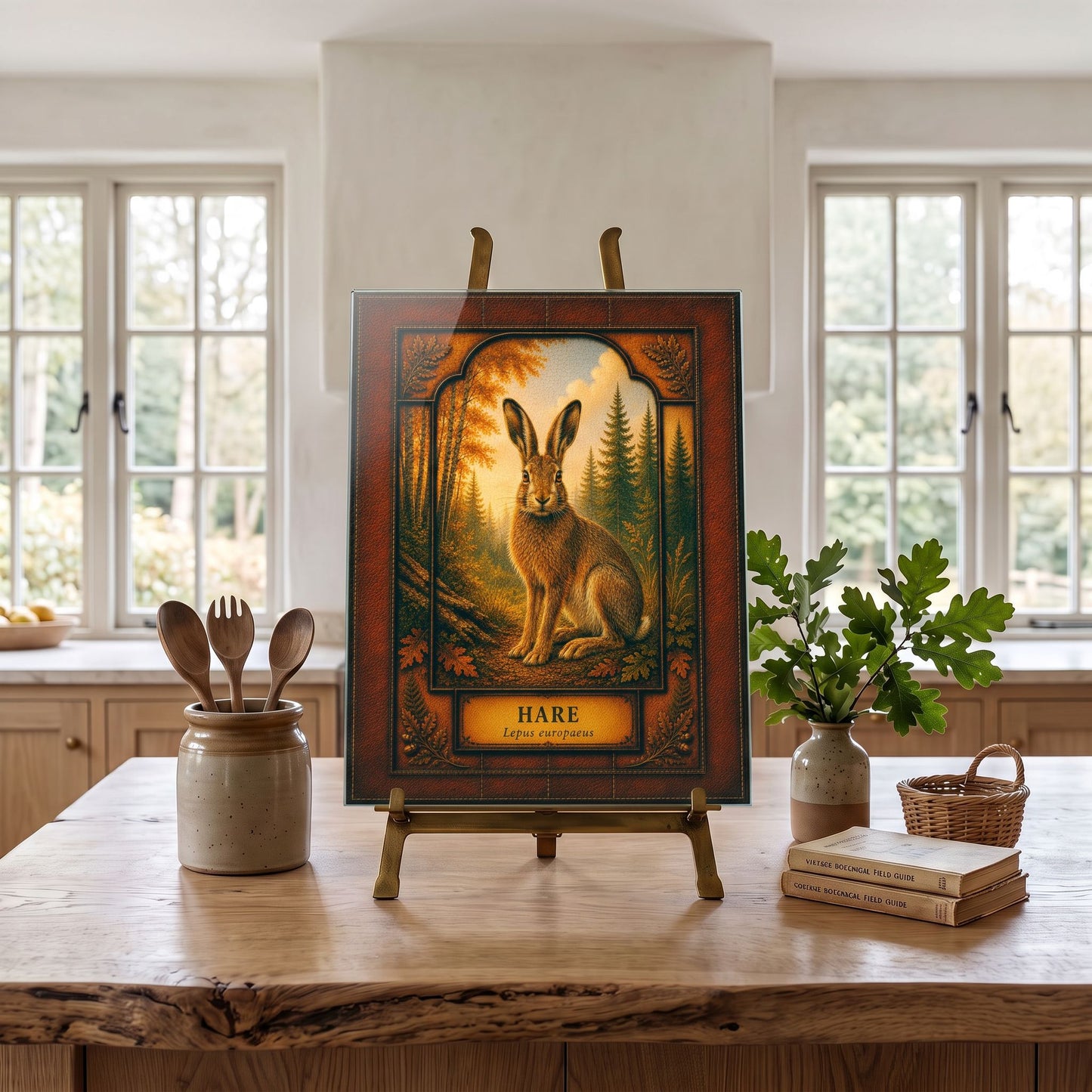 Hare Woodland Tempered Glass Art Panel | Rustic Wildlife Decor | Forest Nature Art | Cabin & Lodge Home Decor | Nature Lover Gift