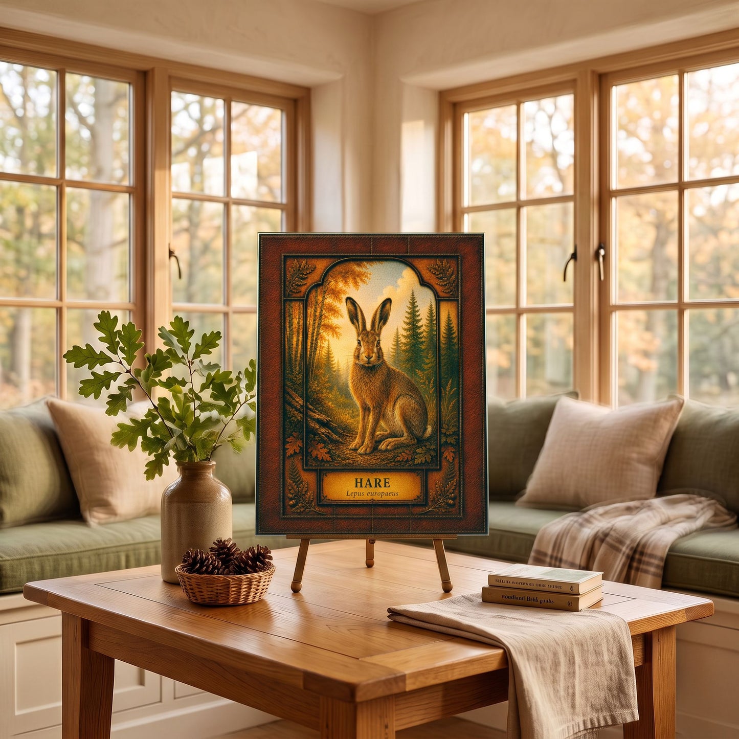 Hare Woodland Tempered Glass Art Panel | Rustic Wildlife Decor | Forest Nature Art | Cabin & Lodge Home Decor | Nature Lover Gift
