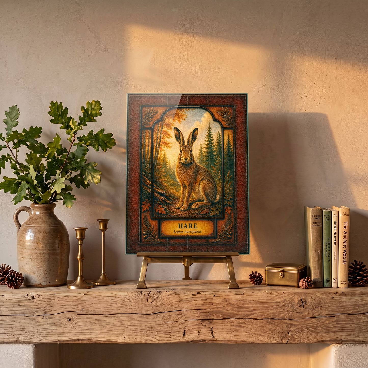 Hare Woodland Tempered Glass Art Panel | Rustic Wildlife Decor | Forest Nature Art | Cabin & Lodge Home Decor | Nature Lover Gift