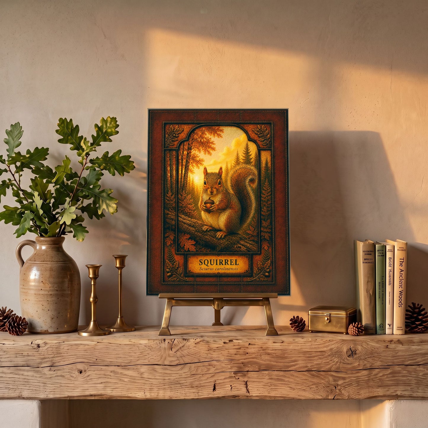 Squirrel Woodland Tempered Glass Art Panel | Rustic Wildlife Decor | Forest Nature Art | Cabin & Lodge Home Decor | Nature Lover Gift