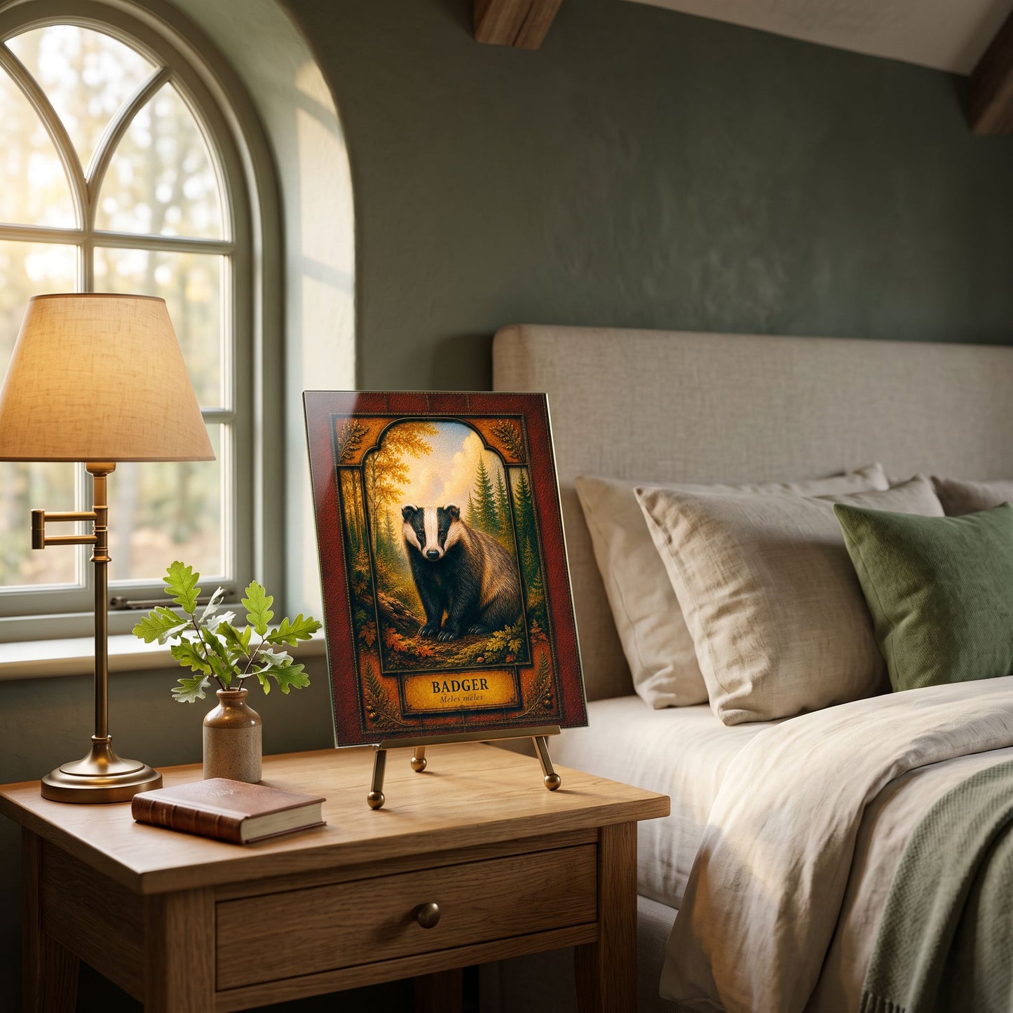 Badger Woodland Tempered Glass Art Panel | Rustic Wildlife Decor | Forest Nature Art | Cabin & Lodge Home Decor | Nature Lover Gift