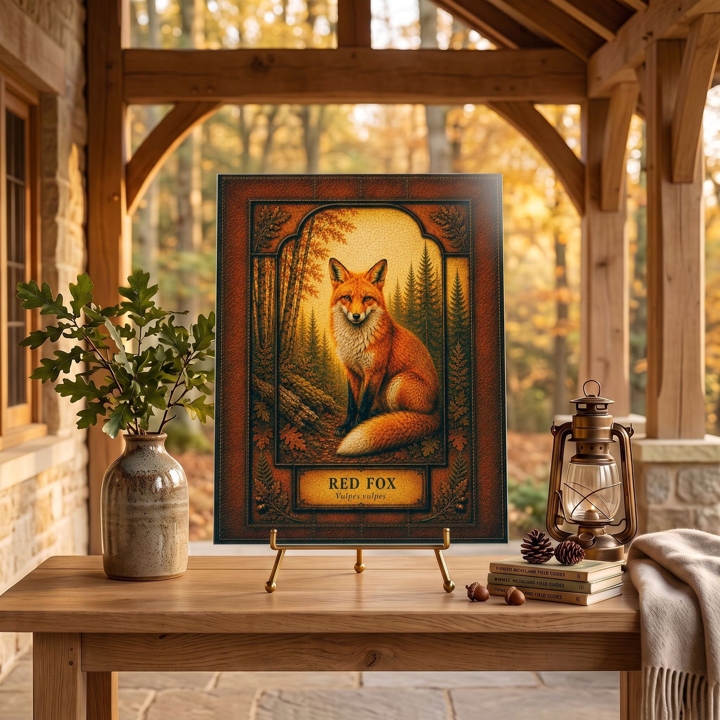 Red Fox Woodland Tempered Glass Art Panel | Rustic Wildlife Decor | Forest Nature Art | Cabin & Lodge Home Decor | Nature Lover Gift