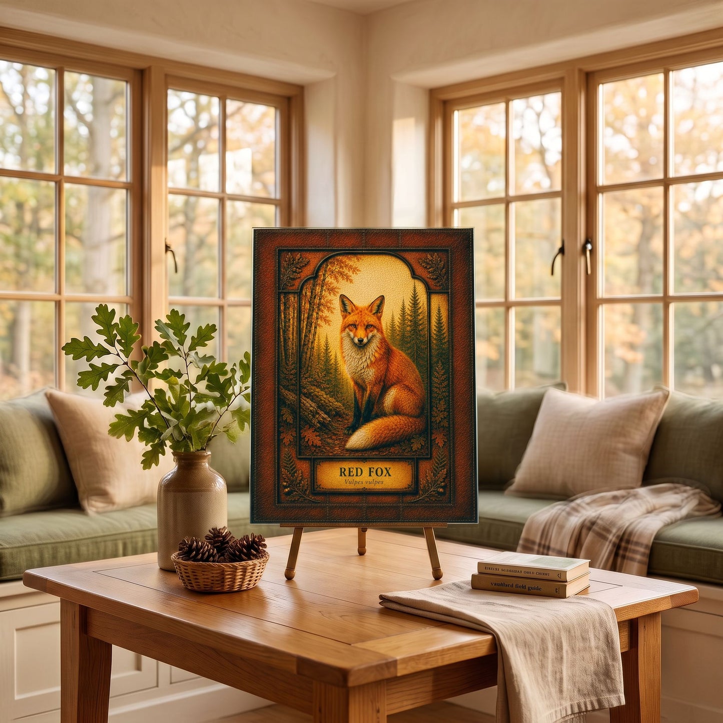 Red Fox Woodland Tempered Glass Art Panel | Rustic Wildlife Decor | Forest Nature Art | Cabin & Lodge Home Decor | Nature Lover Gift