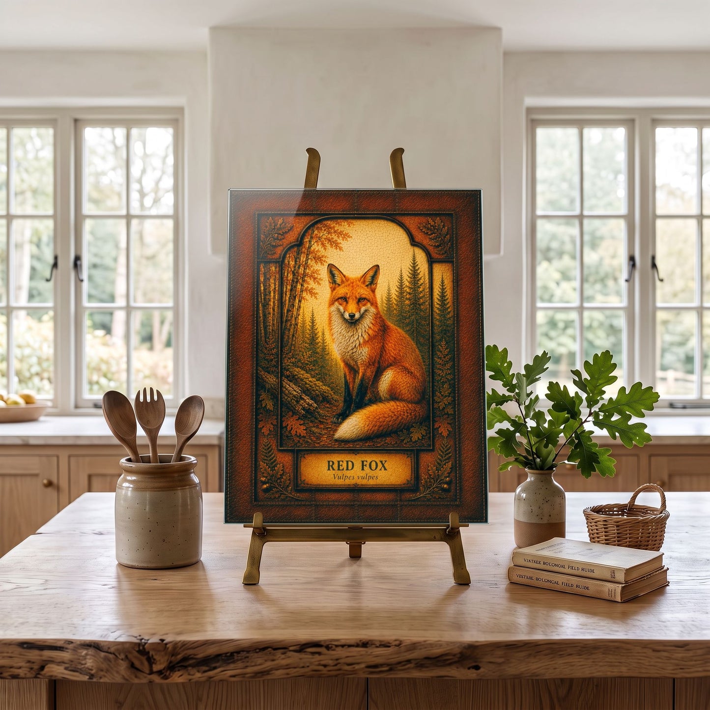 Red Fox Woodland Tempered Glass Art Panel | Rustic Wildlife Decor | Forest Nature Art | Cabin & Lodge Home Decor | Nature Lover Gift