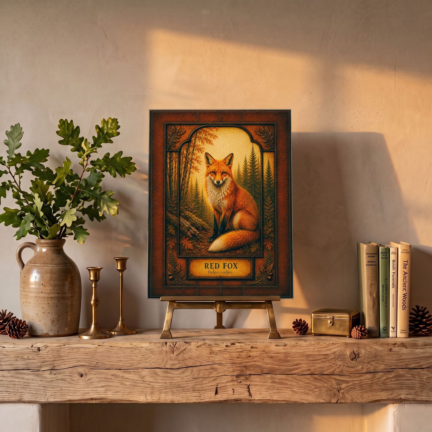 Red Fox Woodland Tempered Glass Art Panel | Rustic Wildlife Decor | Forest Nature Art | Cabin & Lodge Home Decor | Nature Lover Gift