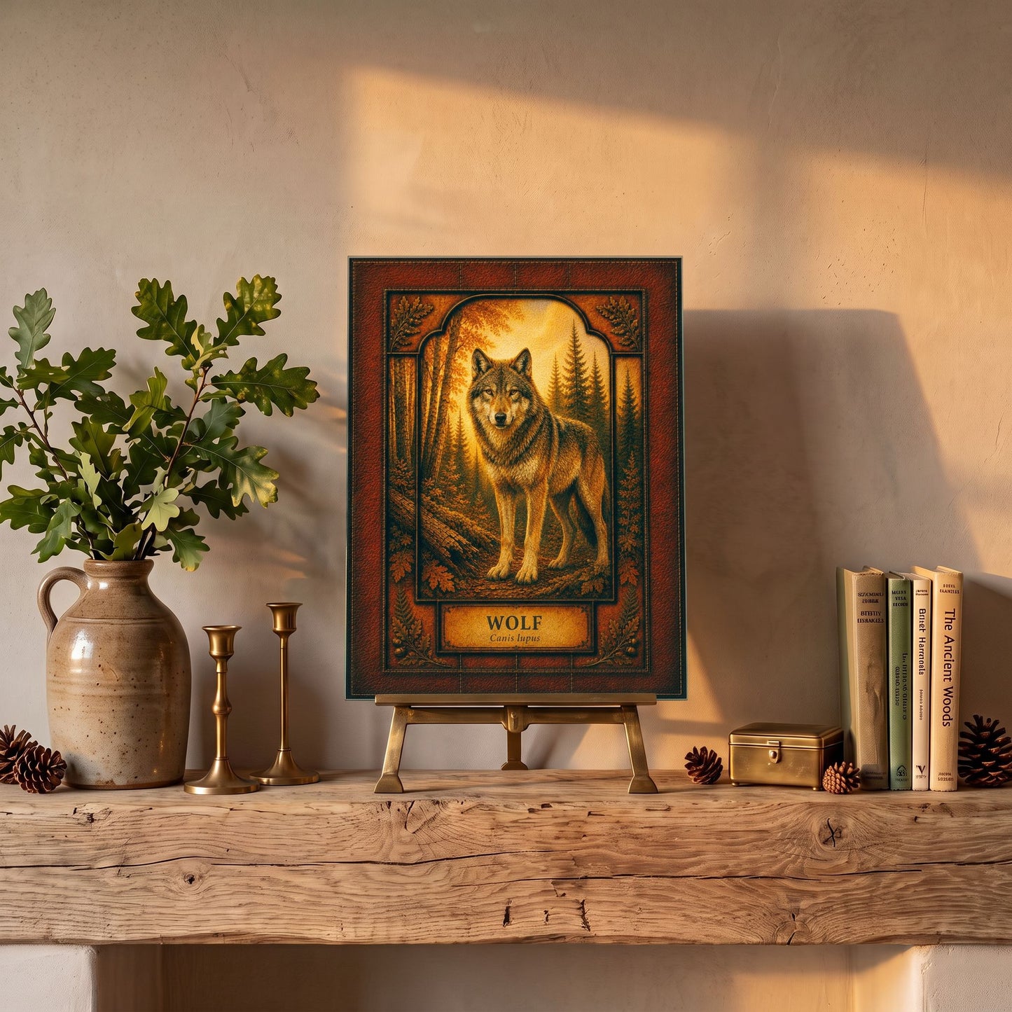 Gray Wolf Woodland Tempered Glass Art Panel | Rustic Wildlife Decor | Forest Nature Art | Cabin & Lodge Home Decor | Nature Lover Gift