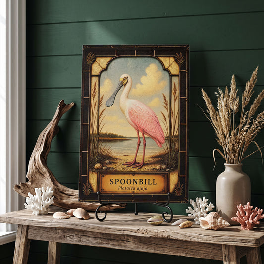 Roseate Spoonbill Coastal Bird Glass Art Panel | Tempered Coastal Wall Art | Beach Cottage Decor | Bird Lover Gift | Coastal Home Decor