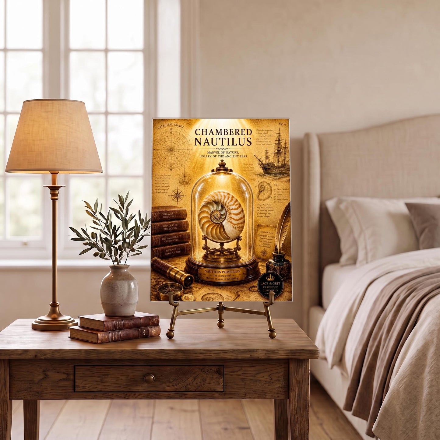 Chambered Nautilus Tempered Glass Art, Charcuterie Serving Board, Coastal Curiosity Decor, Cabinet of Curiosities, Nautilus Gift