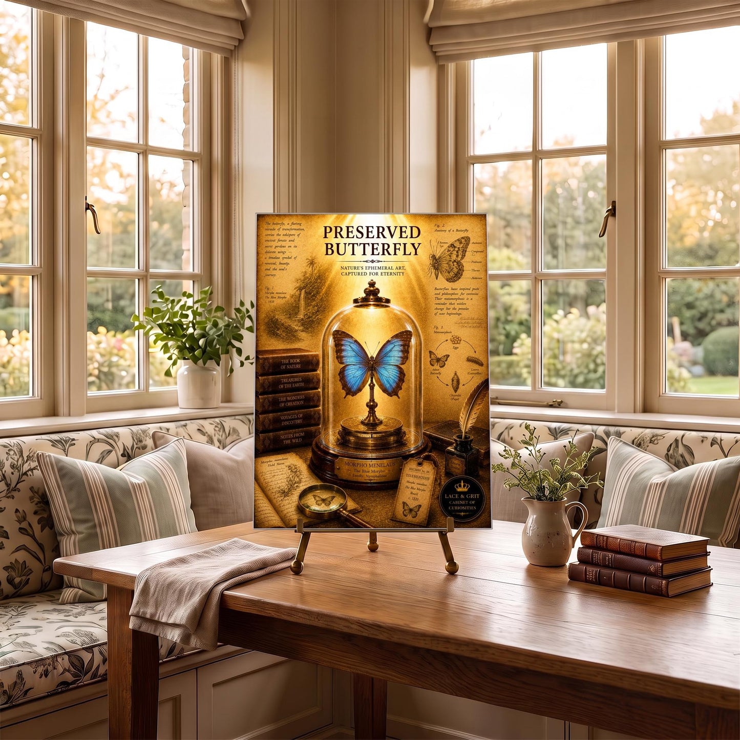 Preserved Butterfly Tempered Glass Art, Charcuterie Serving Board, Entomology Decor, Cabinet of Curiosities, Butterfly Gift