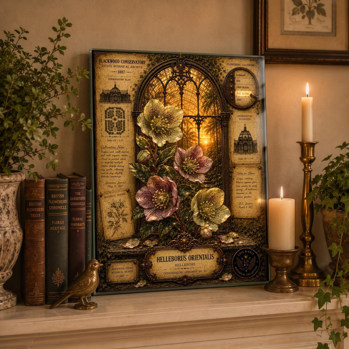 Hellebore Tempered Glass Art, Charcuterie Serving Board, Botanical Decor, Hellebore Flower Art, Garden Gift