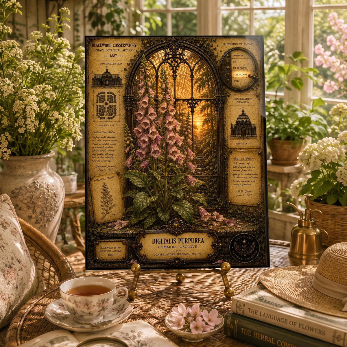 Foxglove Tempered Glass Art, Charcuterie Serving Board, Botanical Decor, Foxglove Flower Art, Garden Gift