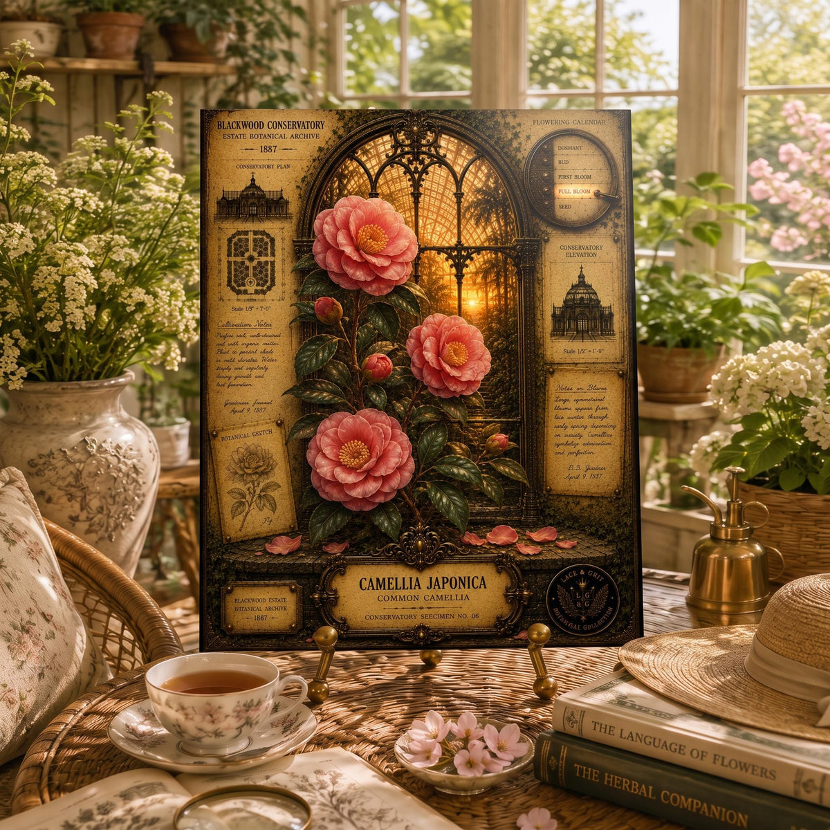 Camellia Tempered Glass Art, Charcuterie Serving Board, Botanical Decor, Camellia Flower Art, Garden Gift
