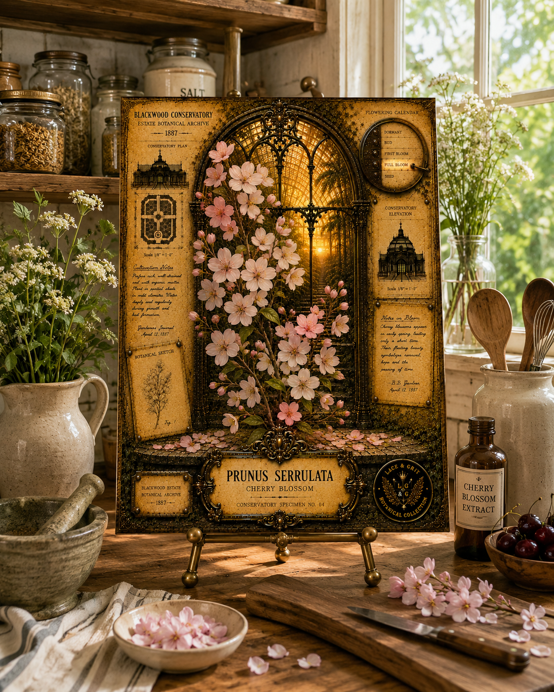 Cherry Blossom Tempered Glass Art, Charcuterie Serving Board, Botanical Decor, Floral Art, Garden Gift