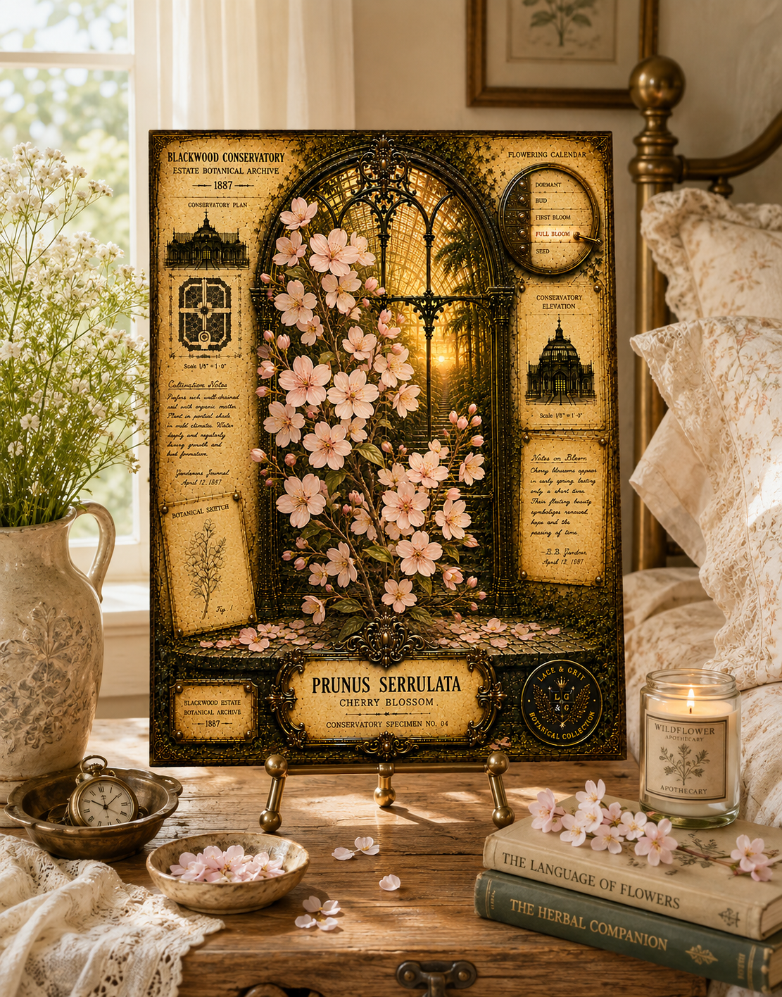 Cherry Blossom Tempered Glass Art, Charcuterie Serving Board, Botanical Decor, Floral Art, Garden Gift