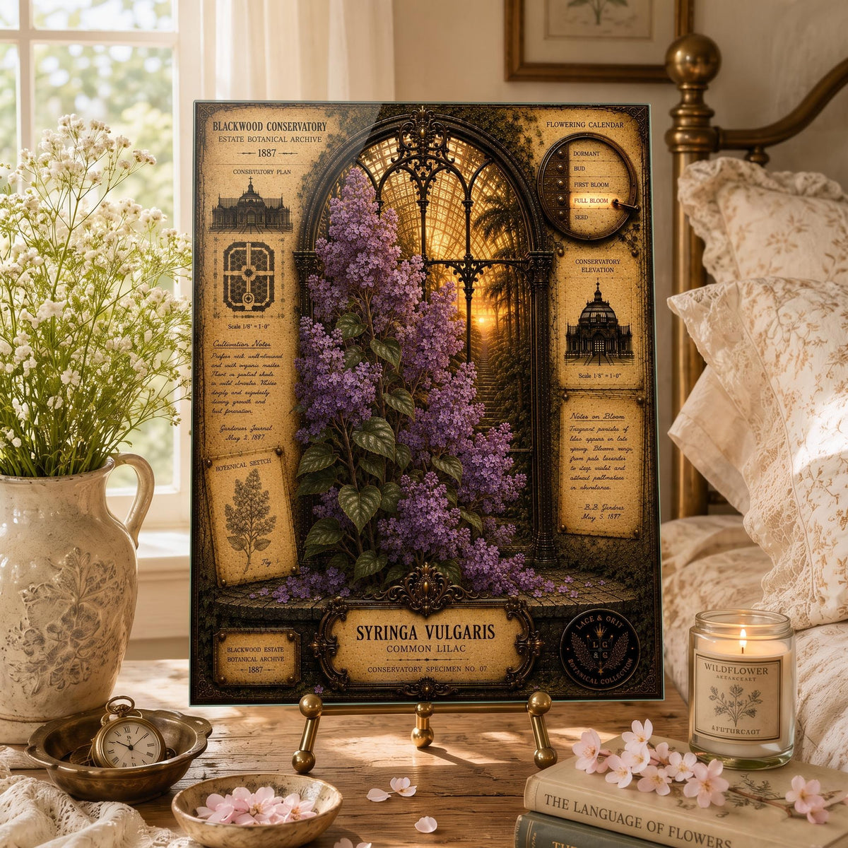 Lilac Tempered Glass Art, Charcuterie Serving Board, Botanical Decor, Lilac Flower Art, Garden Gift