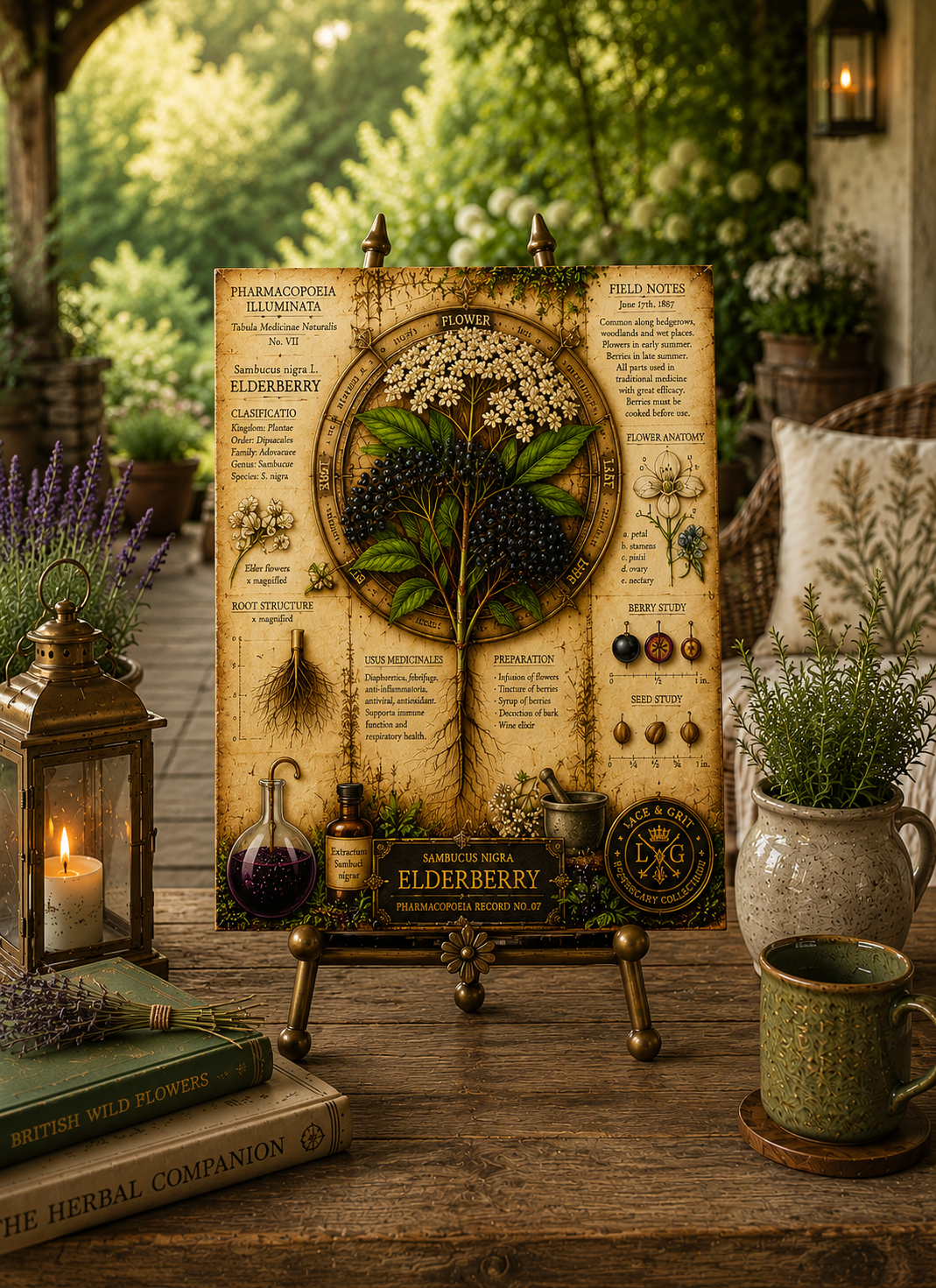 Elderberry Tempered Glass Art Board, Apothecary Charcuterie Board, Herbalist Gift