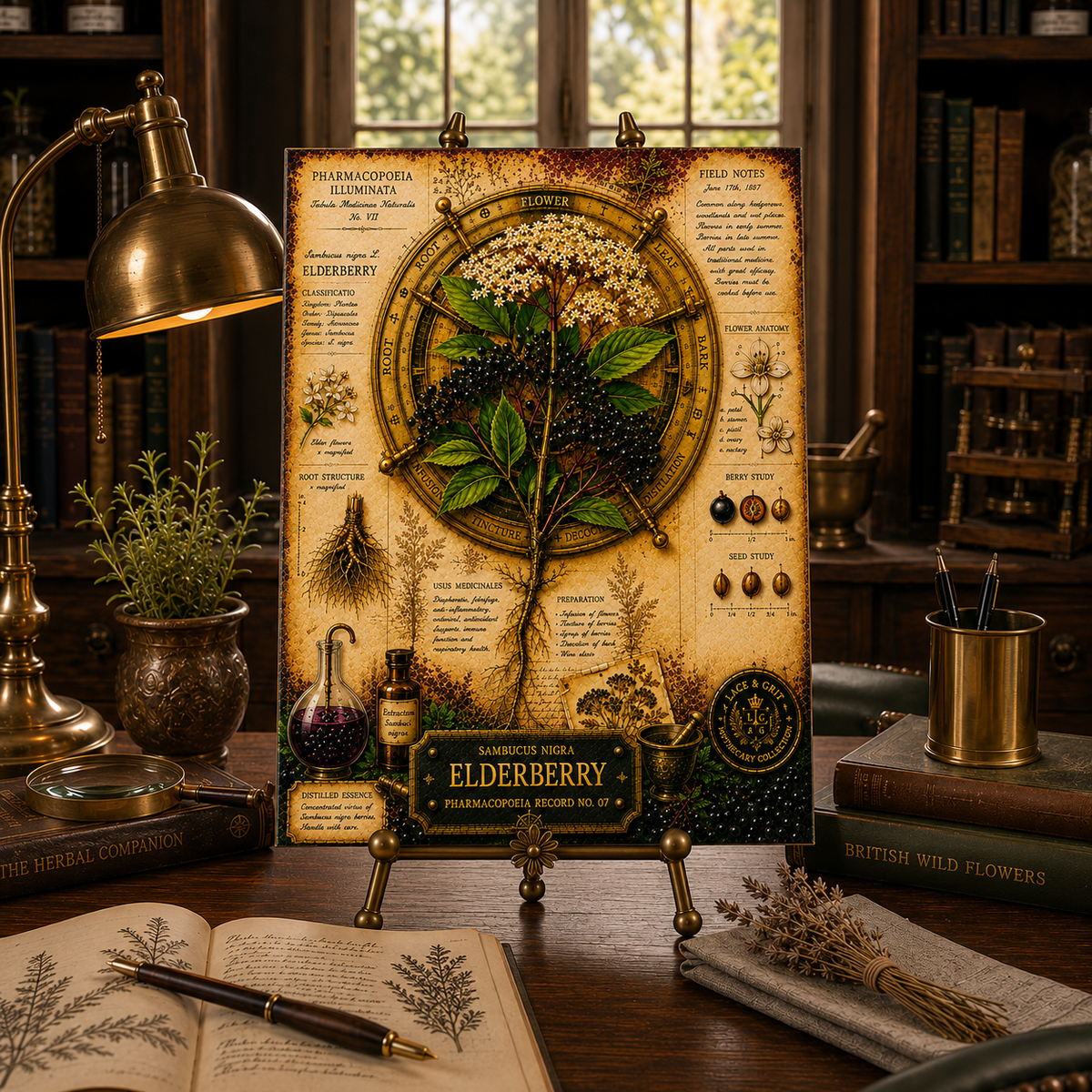 Elderberry Tempered Glass Art Board, Apothecary Charcuterie Board, Herbalist Gift