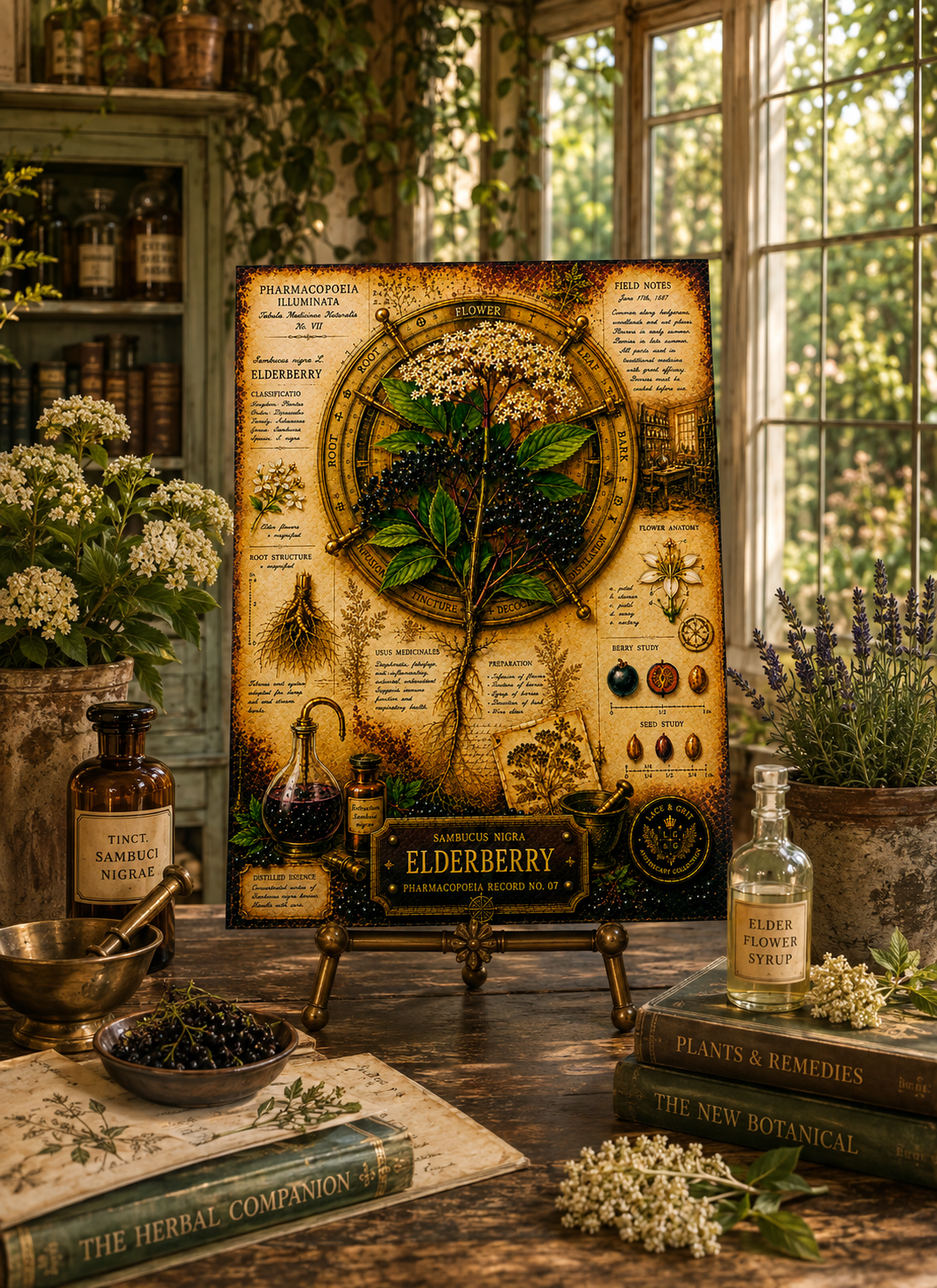 Elderberry Tempered Glass Art Board, Apothecary Charcuterie Board, Herbalist Gift