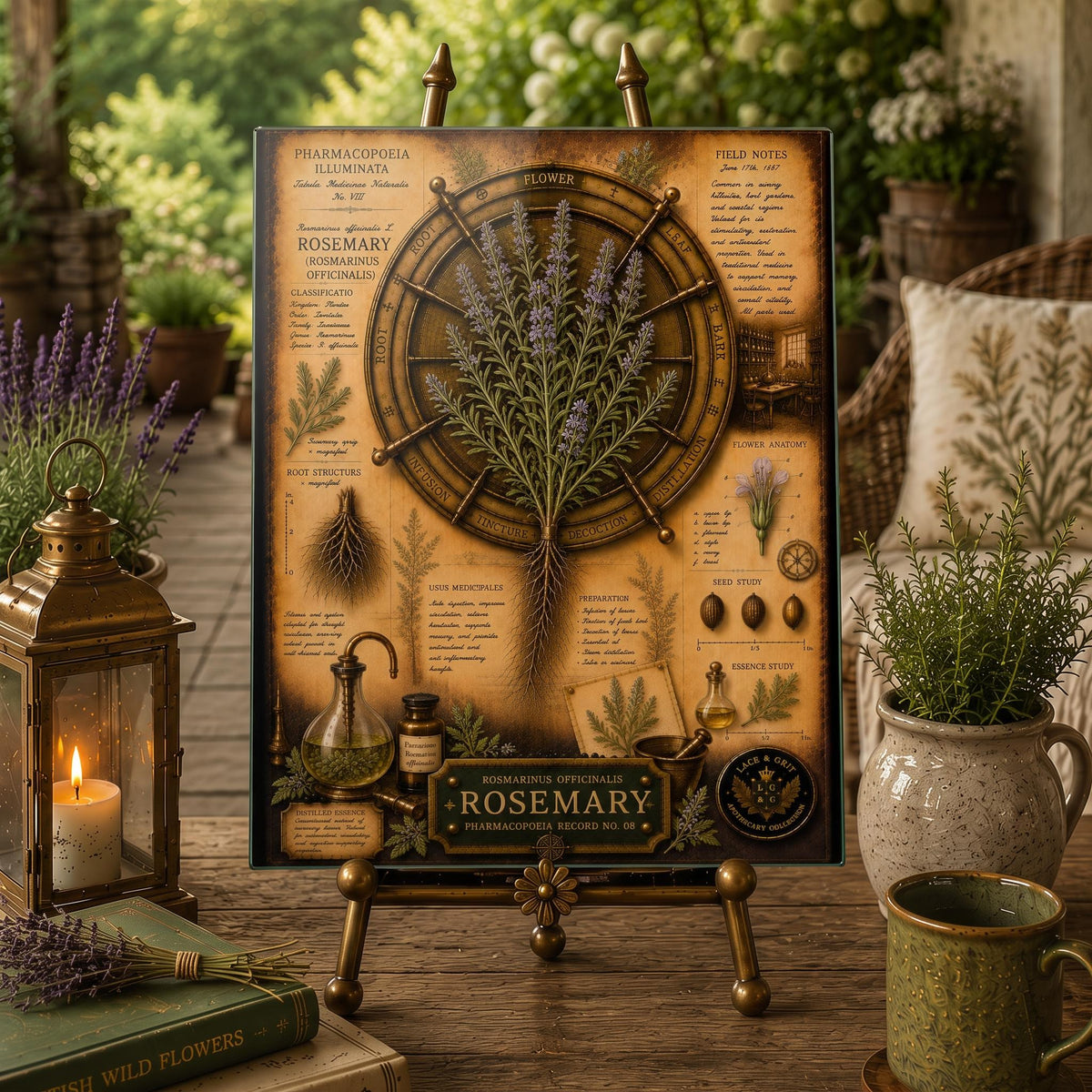 Rosemary Tempered Glass Art Board, Apothecary Charcuterie Board, Herbalist Gift