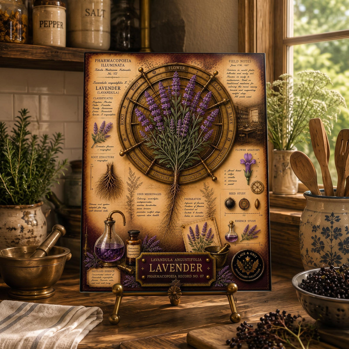 Lavender Tempered Glass Art Board, Apothecary Charcuterie Board, Herbalist Gift
