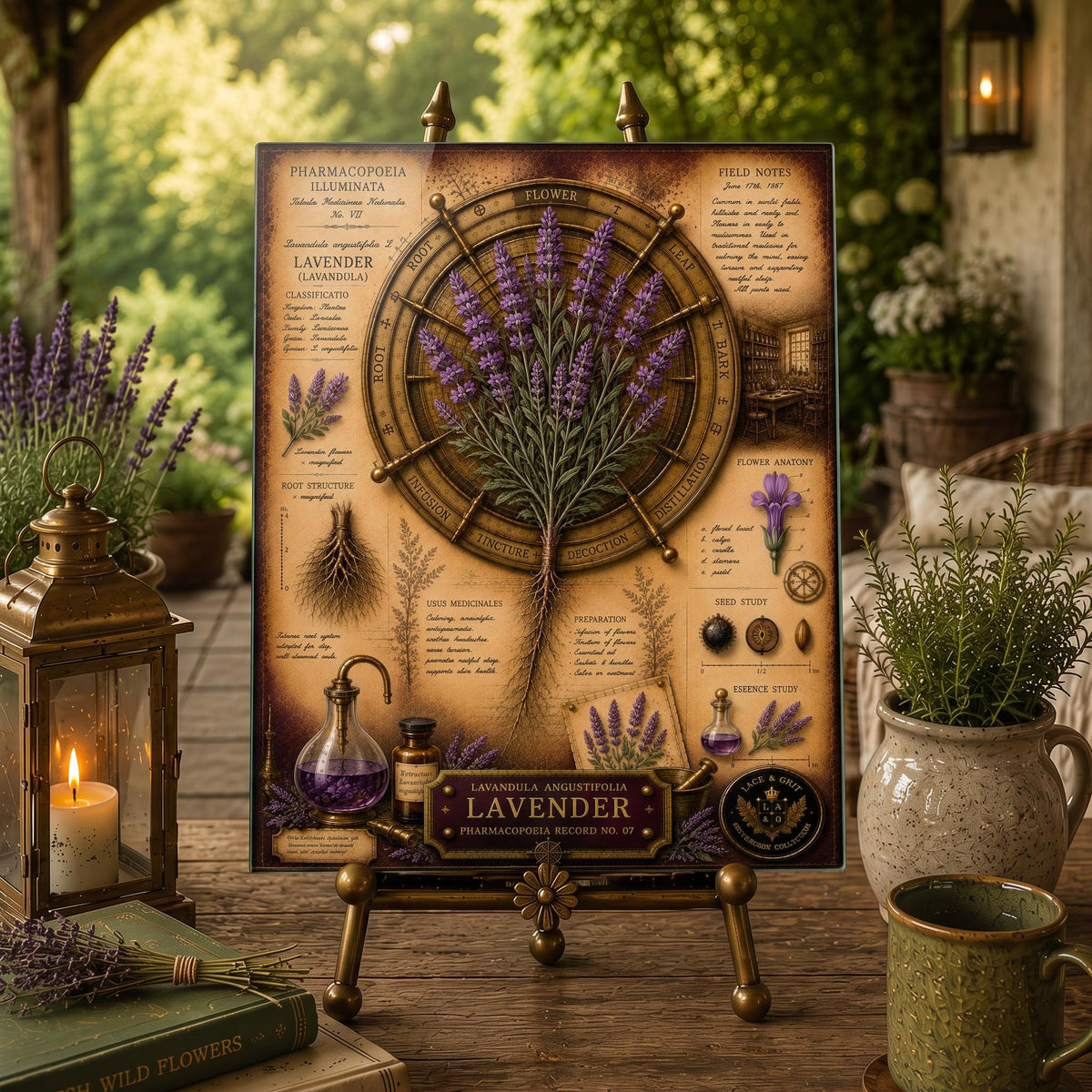 Lavender Tempered Glass Art Board, Apothecary Charcuterie Board, Herbalist Gift