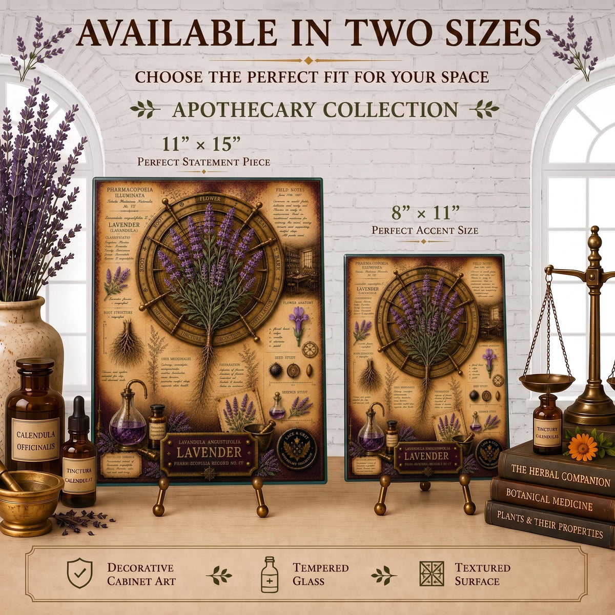 Lavender Tempered Glass Art Board, Apothecary Charcuterie Board, Herbalist Gift
