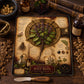 Holy Basil Tempered Glass Art Board, Apothecary Charcuterie Board, Herbalist Gift