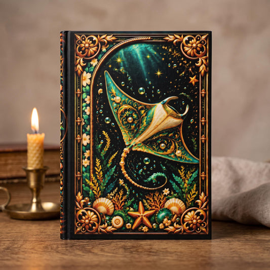 Manta Ray Hardcover Journal, Personalized Ocean Notebook, Enchanted Marine Gift