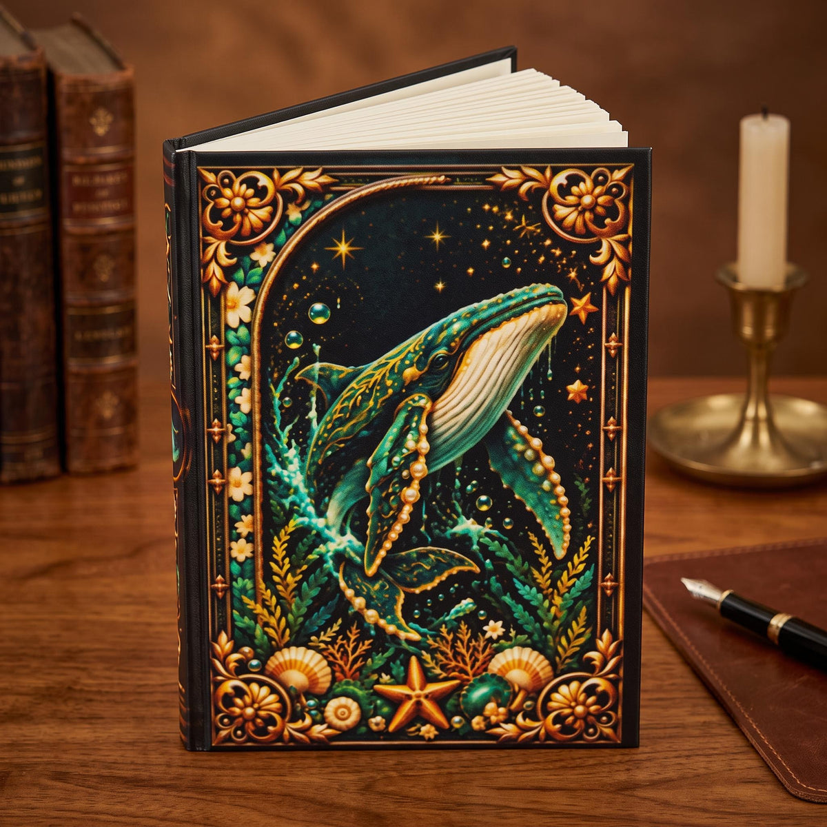 Humpback Whale Hardcover Journal, Personalized Ocean Notebook, Enchanted Marine Gift