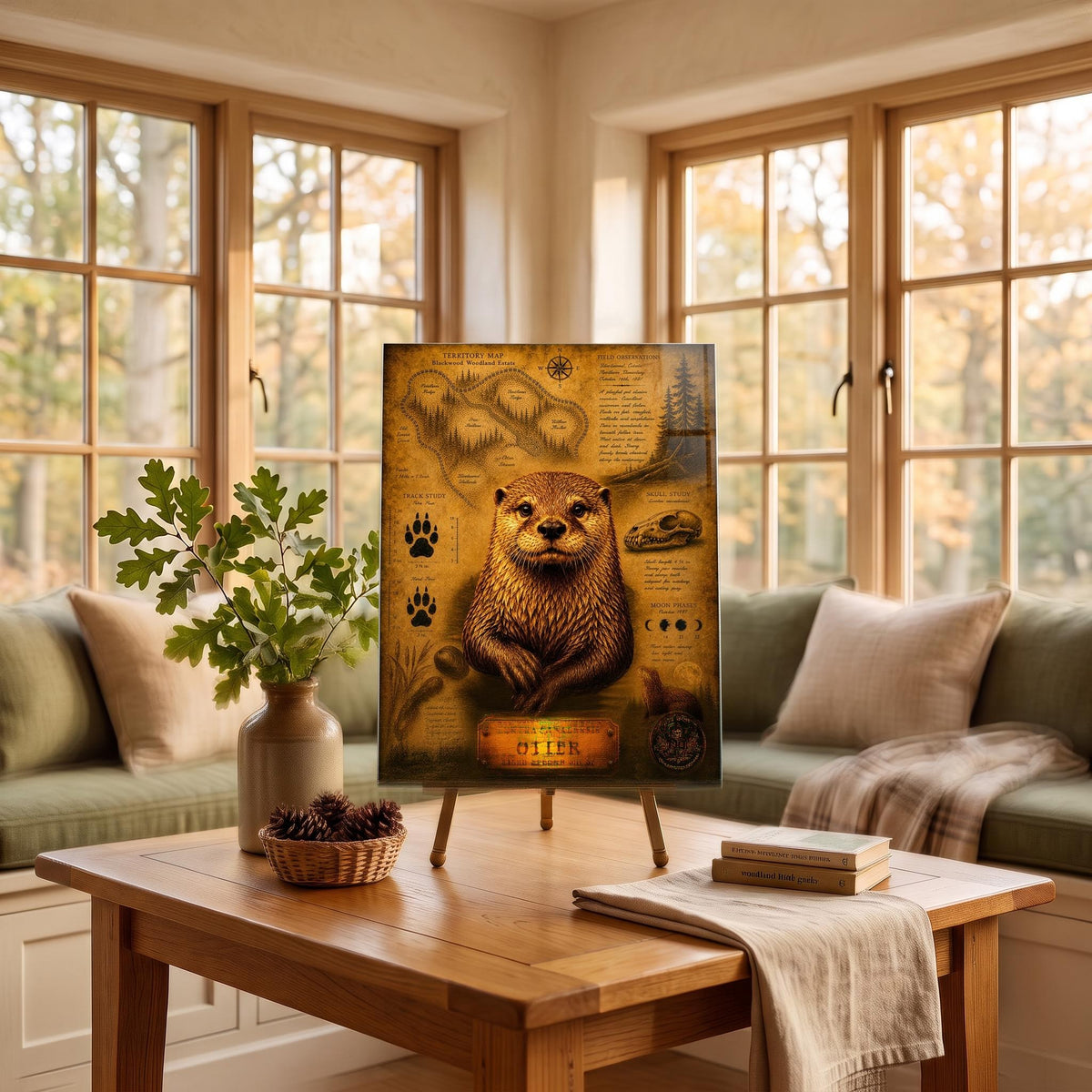 Otter Tempered Glass Art, Charcuterie Serving Board, Woodland Animal Decor, Otter Art, Nature Lover Gift