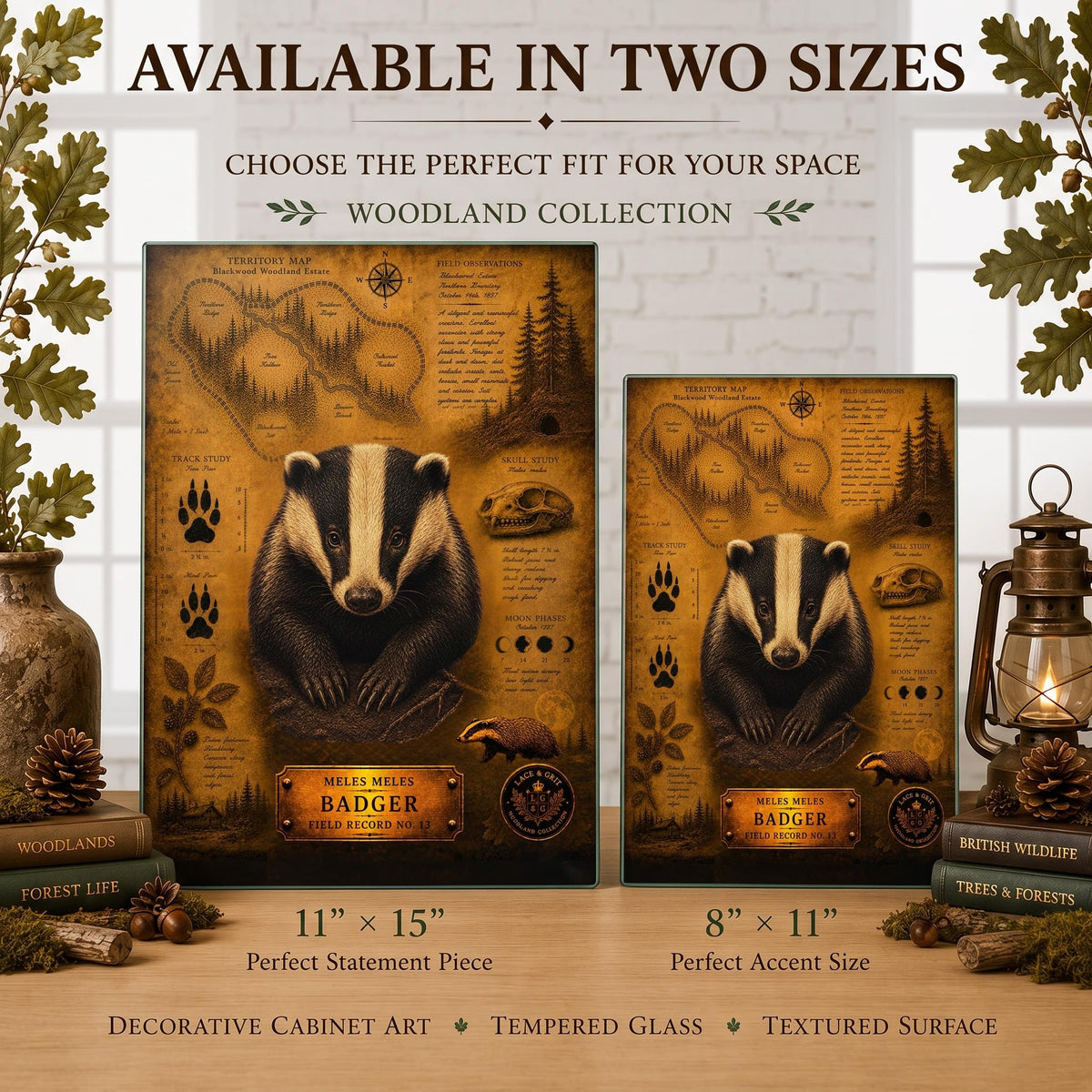 Badger Tempered Glass Art, Charcuterie Serving Board, Woodland Animal Decor, Badger Art, Nature Lover Gift