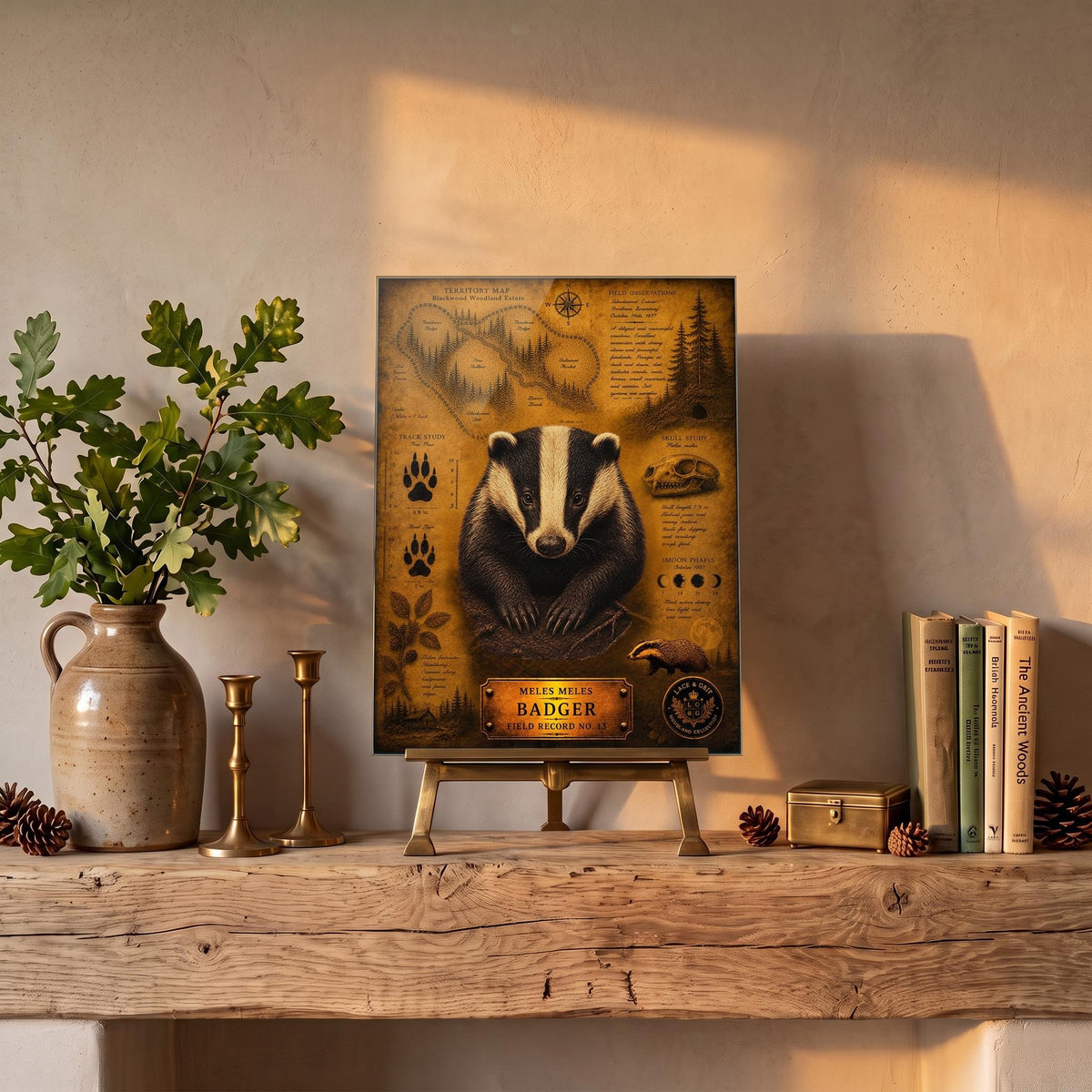 Badger Tempered Glass Art, Charcuterie Serving Board, Woodland Animal Decor, Badger Art, Nature Lover Gift