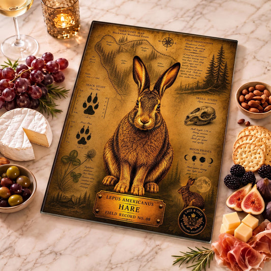 Hare Tempered Glass Art, Charcuterie Serving Board, Woodland Animal Decor, Hare Art, Nature Lover Gift