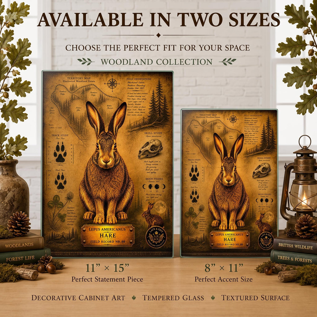 Hare Tempered Glass Art, Charcuterie Serving Board, Woodland Animal Decor, Hare Art, Nature Lover Gift