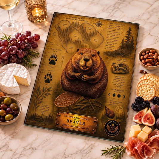 Beaver Tempered Glass Art, Charcuterie Serving Board, Woodland Animal Decor, Beaver Art, Nature Lover Gift