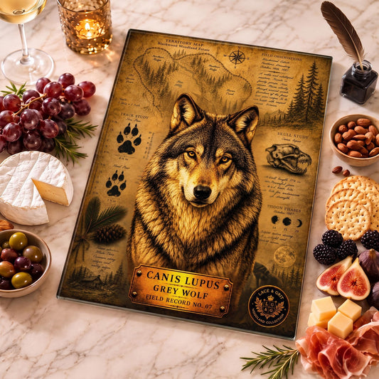 Grey Wolf Tempered Glass Art, Charcuterie Serving Board, Woodland Animal Decor, Wolf Art, Nature Lover Gift