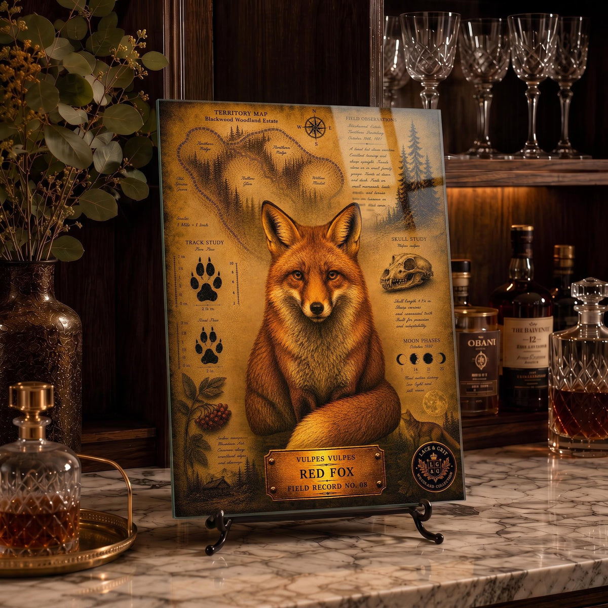 Red Fox Tempered Glass Art, Charcuterie Serving Board, Woodland Animal Decor, Fox Art, Nature Lover Gift
