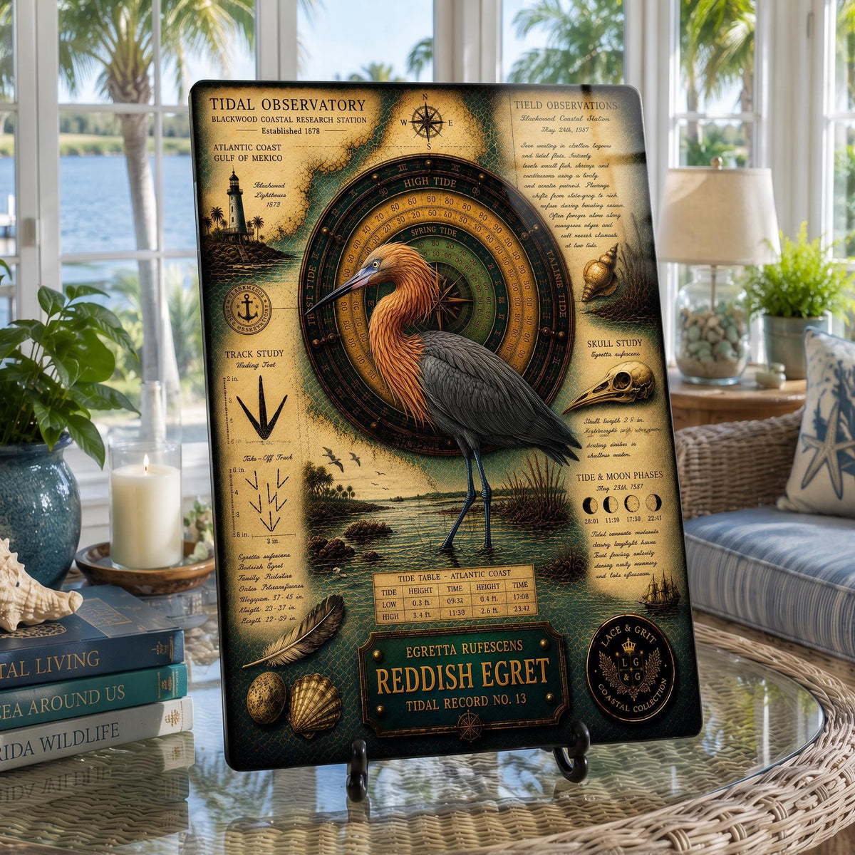 Reddish Egret Tempered Glass Art Board | Coastal Field Studies