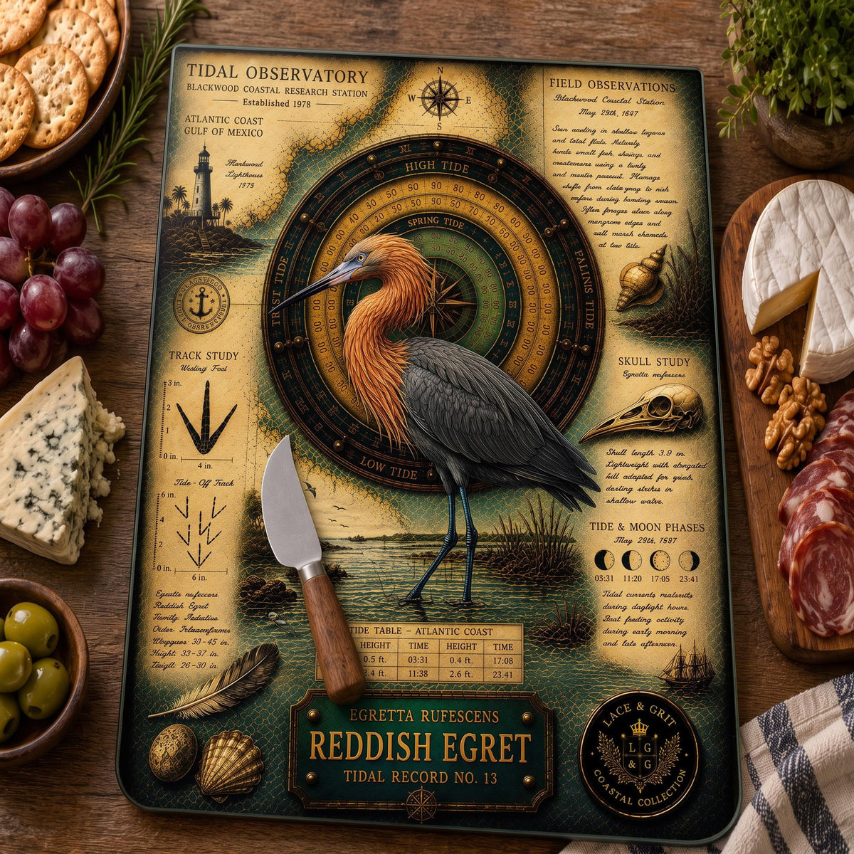 Reddish Egret Tempered Glass Art Board | Coastal Field Studies