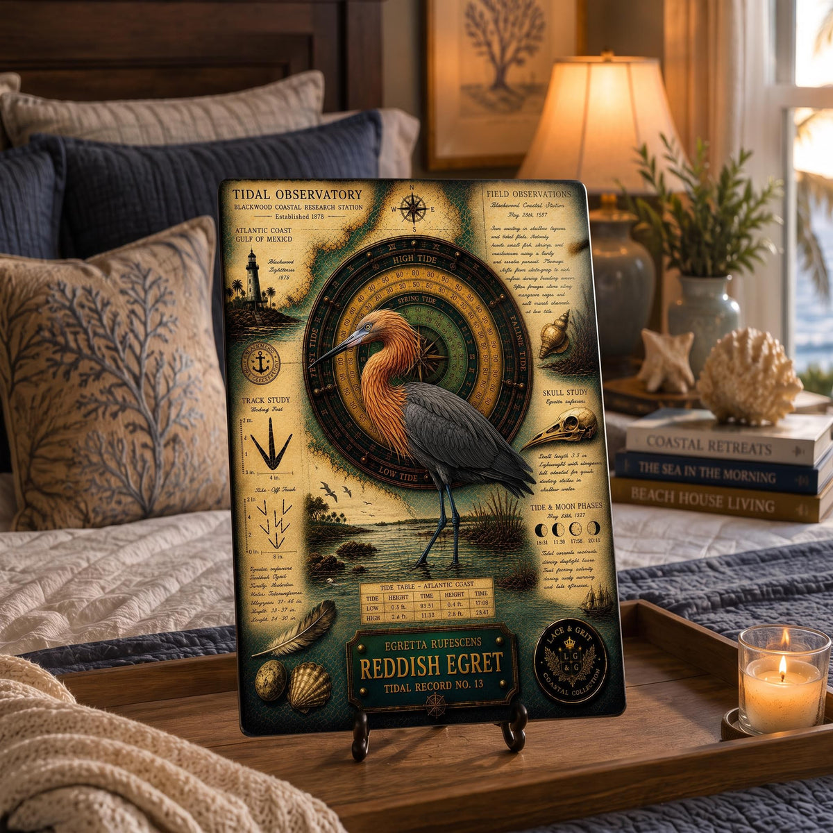 Reddish Egret Tempered Glass Art Board | Coastal Field Studies