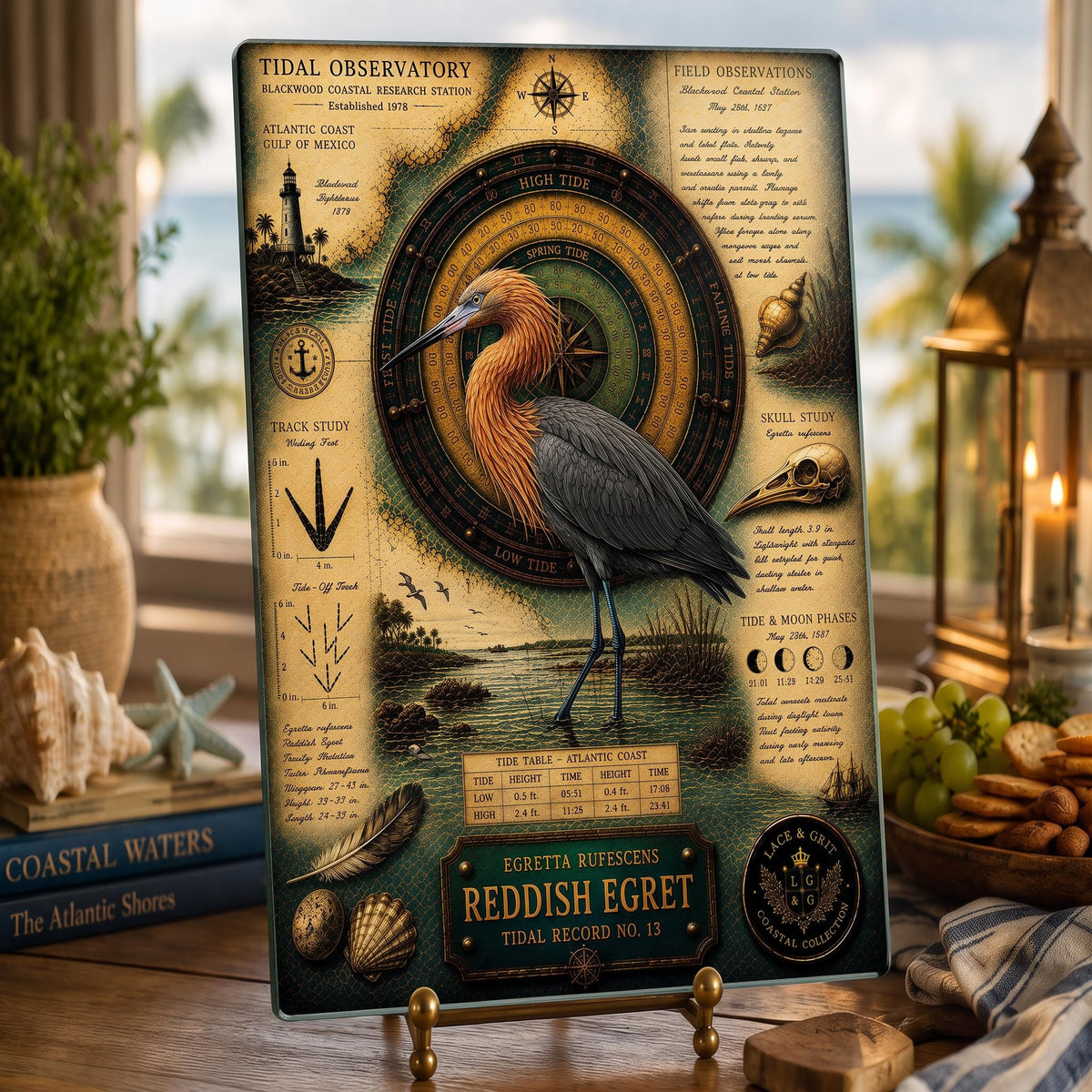 Reddish Egret Tempered Glass Art Board | Coastal Field Studies