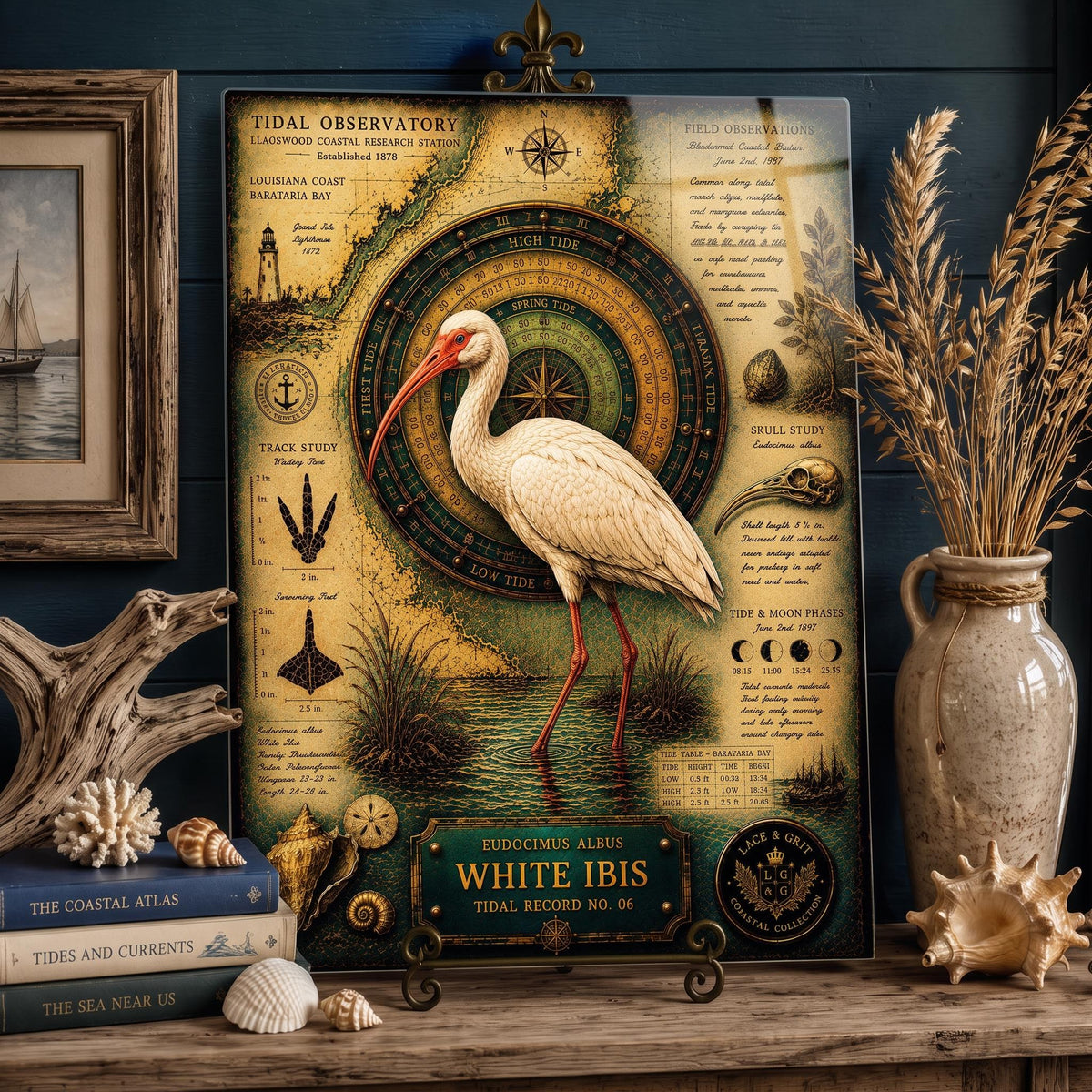 White Ibis Tempered Glass Art Board | Coastal Field Studies