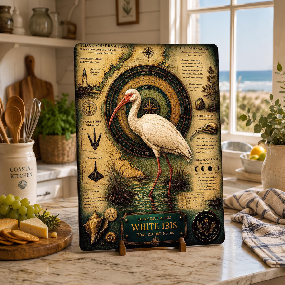 White Ibis Tempered Glass Art Board | Coastal Field Studies
