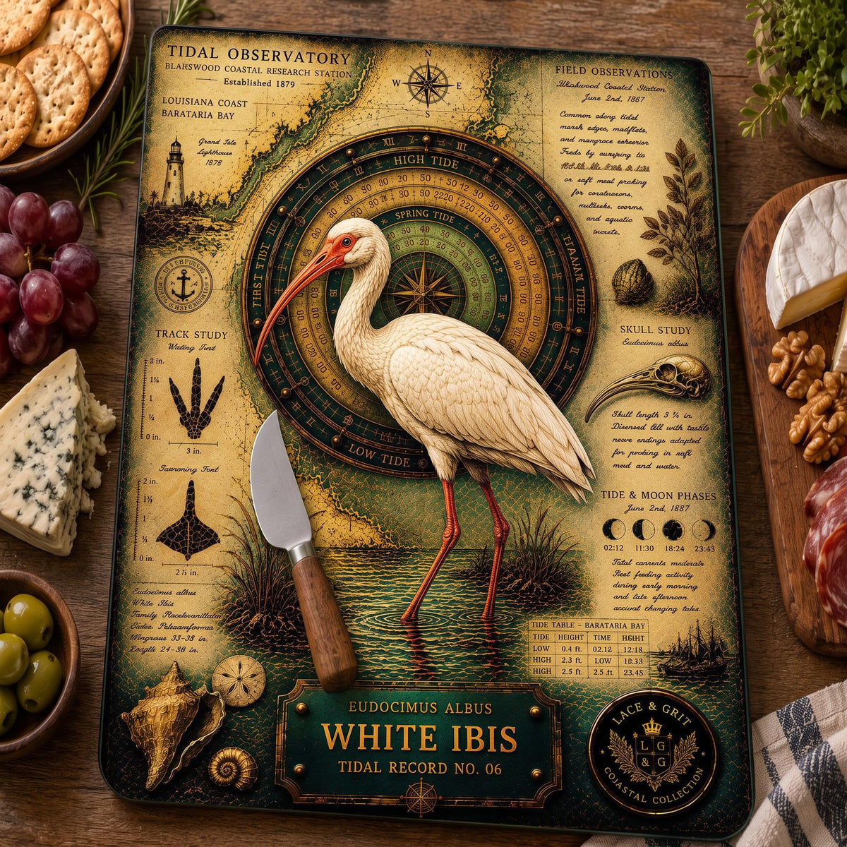 White Ibis Tempered Glass Art Board | Coastal Field Studies