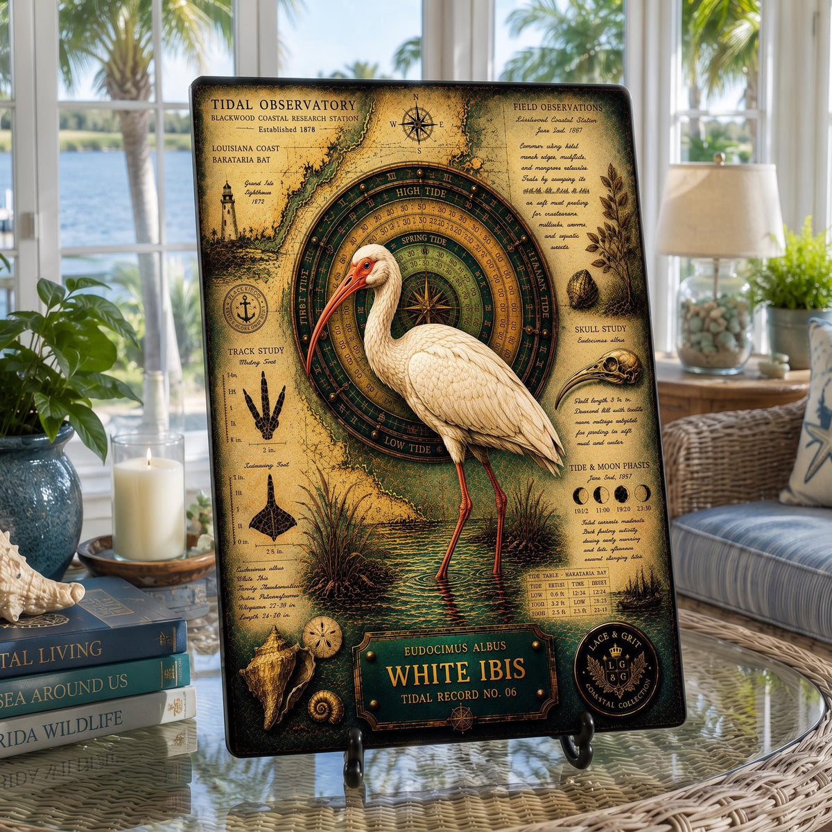 White Ibis Tempered Glass Art Board | Coastal Field Studies